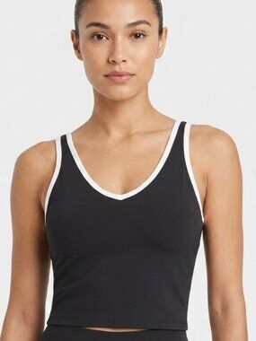 All In Motion™ Everyday Soft Light Support V-Neck Cropped Sports Bra, Black, S
